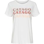 Reduzierte Beige Kurzärmelige Catago T-Shirts aus Elastan für Damen Größe XS 