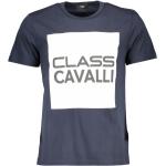 Blaue Print Kurzärmelige Roberto Cavalli Class T-Shirts für Herren Größe M 