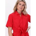 Reduzierte Rote Wadenlange | Midi Frühlingskleider aus Leinen für Damen Größe XS 