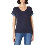 Reduzierte Blaue Kurzärmelige CECIL V-Ausschnitt V-Shirts für Damen Größe S 