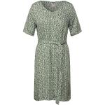 Olivgrüne Kurzärmelige CECIL V-Ausschnitt Sommerkleider aus Viskose für Damen Größe S 