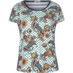 Alabasterfarbene Paisley Klassische CECIL Rundhals-Auschnitt T-Shirts aus Elastan für Damen Größe M 