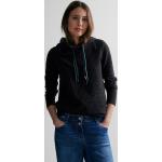 Schwarze CECIL Kapuzenshirts aus Baumwollmischung für Damen Größe XS 
