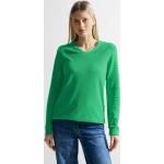 Grüne Gestreifte Langärmelige CECIL V-Ausschnitt V-Shirts aus Jersey für Damen Größe M 