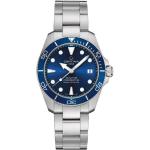Blaue Sportliche 30 Bar wasserdichte Certina Automatik Armbanduhren Faltschließe aus Edelstahl mit Datumsanzeige mit Saphirglas-Uhrenglas mit Edelstahlarmband 