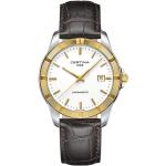 Weiße Elegante 10 Bar wasserdichte Certina Herrenarmbanduhren aus Gold mit Datumsanzeige mit Saphirglas-Uhrenglas 