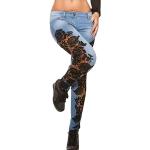 Hellgraue Camouflage Slim Jeans aus Elastan für Damen 