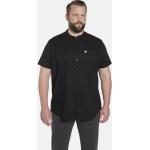 Schwarze Elegante Kurzärmelige Stehkragen Sommerhemden aus Baumwolle maschinenwaschbar für Herren Größe 6 XL Große Größen 