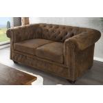 Chesterfield 2er Sofa Antikbraun aus dem Hause Casa Padrino - Wohnzimmer Möbel - Couch