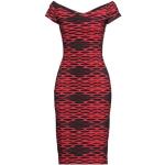 Rote Wadenlange | Midi V-Ausschnitt Frühlingskleider aus Jersey für Damen Größe XS Petite 