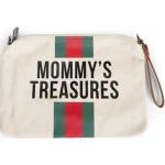 Childhome Mommy Clutch Canvas, Off White Stripes Green/Red