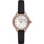 Emporio Armani Uhr - Emporio Armani Three-Hand Black Leather Watch - Gr. unisize - in Gold - für Damen
