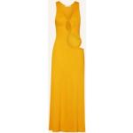 Reduzierte Gelbe Ärmellose Maxi V-Ausschnitt Taillierte Kleider aus Elastan für Damen Größe XS 