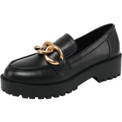 Chunky Plateau Damenschuhe Leder Slip on Loafer Schuhe für Damen Dicke Sohle Flats Damen Oxford Schuhe Zapatos De Mujer