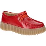 Rote Clarks Damenhalbschuhe Schnürung aus Leder mit herausnehmbarem Fußbett 