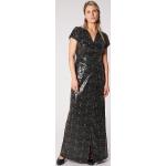 Reduzierte Schwarze V-Ausschnitt Abendkleider & festliche Kleider aus Elastan für Damen Größe S 
