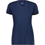 Blaue Kurzärmelige CMP V-Ausschnitt V-Shirts aus Elastan für Damen Größe L 