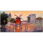 Coloray - Glasbild - 120x60 cm - Wandbild - Glasbilder - Gemälde Stadtbild Moulin Rouge Paris