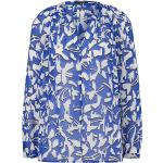 Blaue Print Langärmelige Comma Nachhaltige V-Ausschnitt Langarmblusen aus Polyester für Damen Größe S 