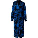 Blaue Langärmelige Comma V-Ausschnitt Winterkleider aus Viskose für Damen Größe XS 