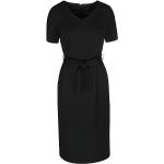 Reduzierte Schwarze Business Kurzärmelige Comma Nachhaltige V-Ausschnitt Kleider mit Ärmel aus Elastan für Damen Größe XS 