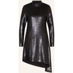 Reduzierte Schwarze Langärmelige COS Stehkragen Kleider mit Ärmel mit Pailletten aus Polyester für Damen Größe XS 