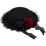 Schwarze Gothic Meme / Theme Halloween Zylinder Rosen aus Polyester für Damen Einheitsgröße 