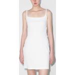 Reduzierte Weiße Mini eckigem Ausschnitt Partykleider aus Elastan für Damen Größe M 