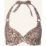 Reduzierte Dunkelbraune Animal-Print Cyell Bikini Tops Leoparden aus Elastan für Damen Größe S 