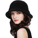 Schwarze Vintage Strickhüte aus Wolle für Damen Größe M 