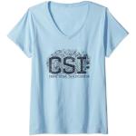 CSI Distressed Logo T-Shirt mit V-Ausschnitt