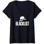 Die Blacklist Hut-Symbol T-Shirt mit V-Ausschnitt