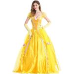 Gelbe Die Schöne und das Biest Halloween Prinzessin Kostüme mit Puffärmeln aus Tüll für Damen Größe XXL 