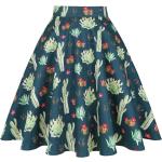 Hellgrüne Print Vintage Audrey Hepburn Knielange High Waist Röcke Kaktus für Damen Größe XXL 