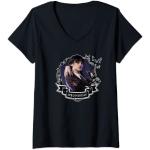 Damen Mittwochsserie Nevermore Frame Wednesday T-Shirt mit V-Ausschnitt