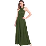 Reduzierte Dunkelgrüne Sexy Ärmellose Maxi V-Ausschnitt Rückenfreie Abendkleider für Damen Größe XS für die Brautjungfern 