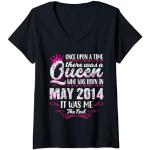 Damen Queen Born in May 2014 - Cute Women 8th Birthday T-Shirt mit V-Ausschnitt