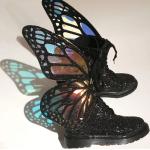 Silberne Damenwinterstiefeletten Schmetterling 