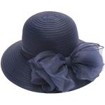 Marineblaue Elegante Sommerhüte aus Stroh für Damen Einheitsgröße 
