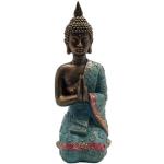 Blaue Gartenfiguren Buddha aus Kunststoff winterfest 