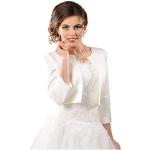 Weiße Kragenlose Jacken aus Satin Handwäsche für Damen Größe M für die Braut 