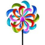 dekojohnson XXL Windrad für den Garten aus Metall Fächer Windräder Windspiel Windmühle doppelt lila/blau/rot/grün - 166cm Groß