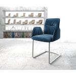 Blaue DELIFE Vinja-Flex Freischwinger Stühle aus Edelstahl gepolstert 