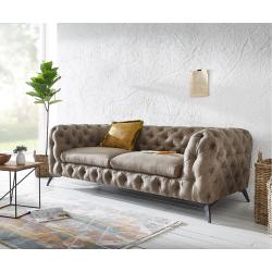 DELIFE Couch Corleone 225x97 cm Taupe Vintage 3-Sitzer Sofa, 3 Sitzer