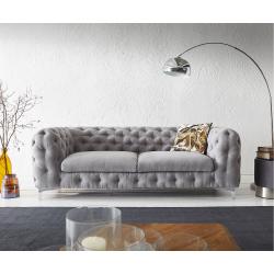 DELIFE Couch Corleone 225x97x76 Grau 3-Sitzer Sofa, 3 Sitzer