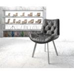 Reduzierte Silberne DELIFE Taimi-Flex Esszimmerstühle aus Leder 