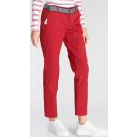 Rote Chino Hosen mit Gürtel aus Twill für Damen Größe S 