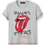 Graue Desigual The Rolling Stones T-Shirts aus Polyester für Damen Größe M 