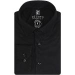 Schwarze Business Langärmelige Desoto Slim Fit Hemden aus Baumwolle für Herren Größe XS 