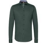 Olivgrüne Melierte Business Langärmelige Desoto Slim Fit Hemden aus Baumwolle für Herren Größe S 
